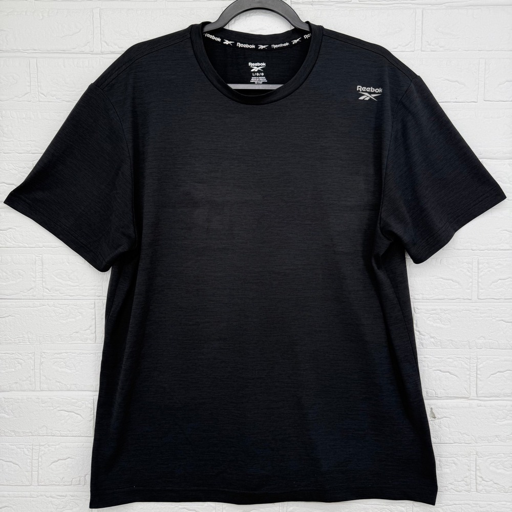 Reebok T-Shirt Mens Large Black Activewear Performance Gym Training Top